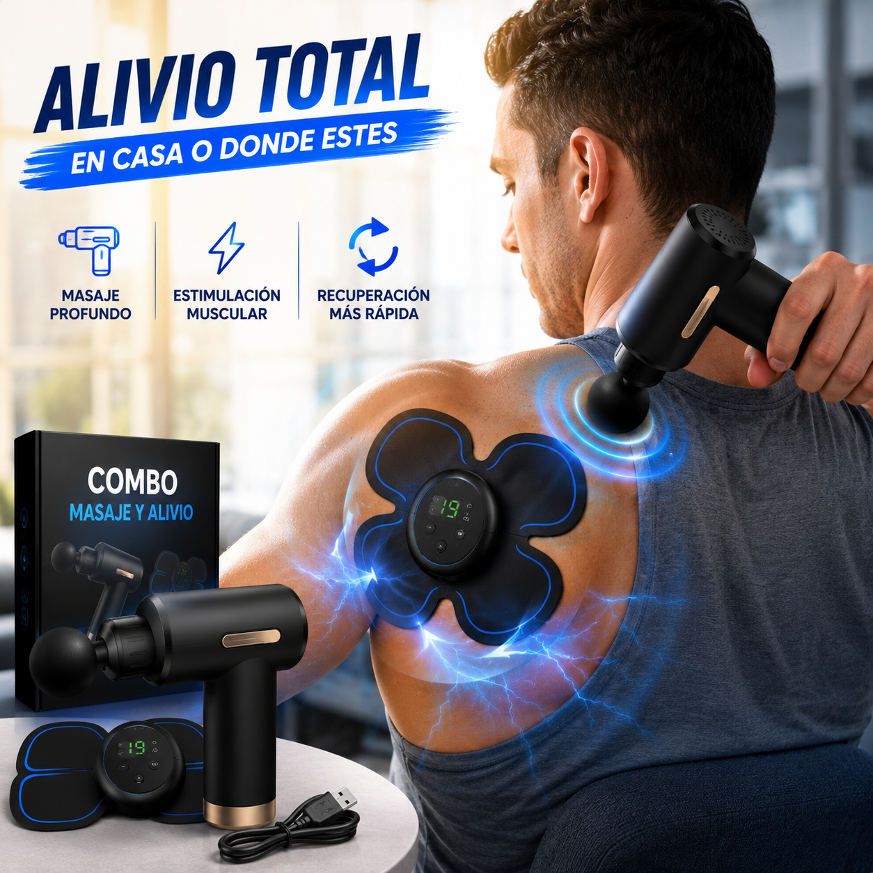PISTOLA MASAJEADORA + PARCHE