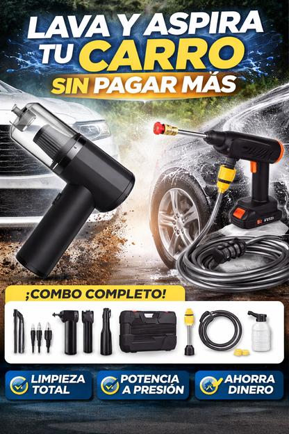 Combo! Hidrolavadora 2 Baterías Aspiradora Portátil
